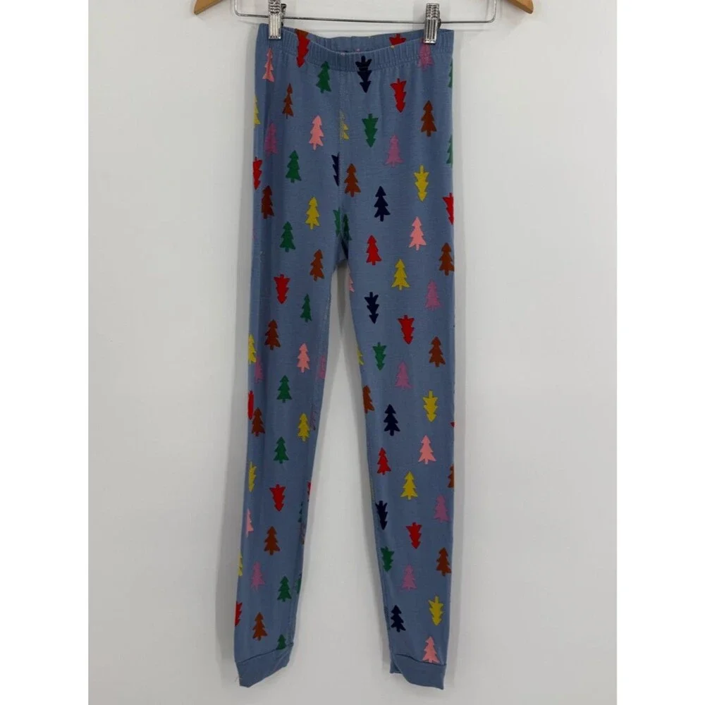 Hanna Andersson Holiday Hannasoft Pajama Set | Festive Forest Slate Blue | 12